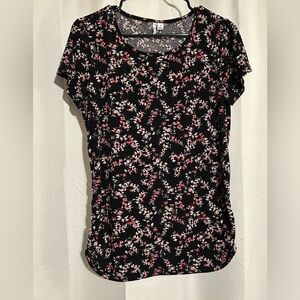 Elle Black and Pink Floral Blouse